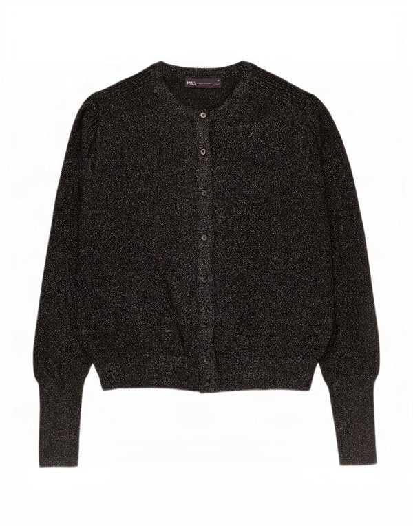 Marks & Spencer Damski sweter kardigan UK 14, duża, czarna wiskoza