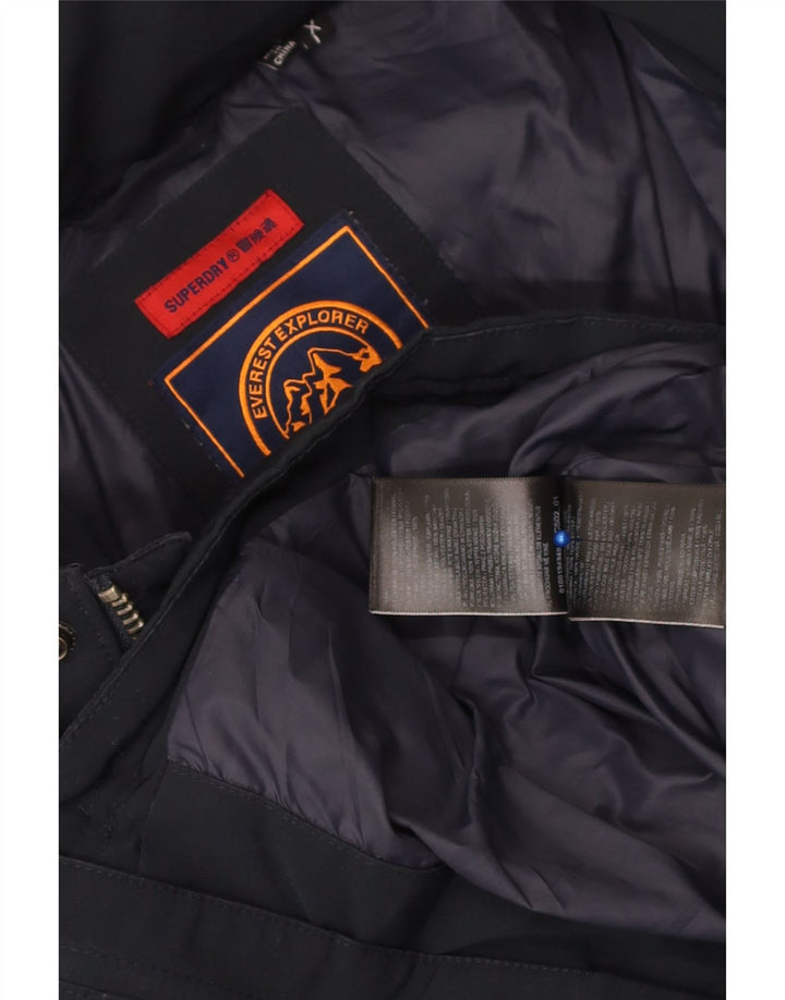 Męska kurtka narciarska z kapturem Superdry UK 42 XL, granatowa, poliester w kratkę