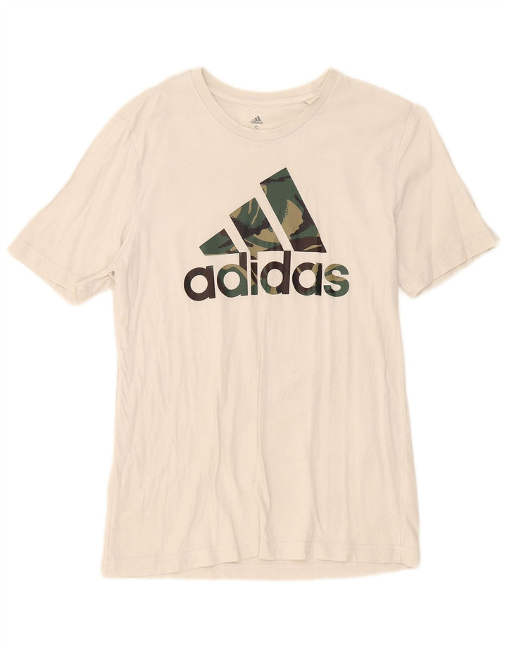Męska koszulka z grafiką Adidas, mała, biała, bawełniana