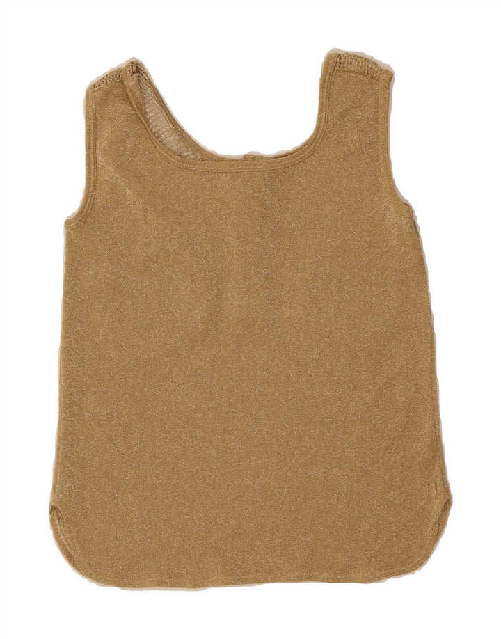 VINTAGE Womens Crop Vest Top UK 10 Small Beige Vintage Vintage and Second-Hand Vintage from Messina Hembry 
