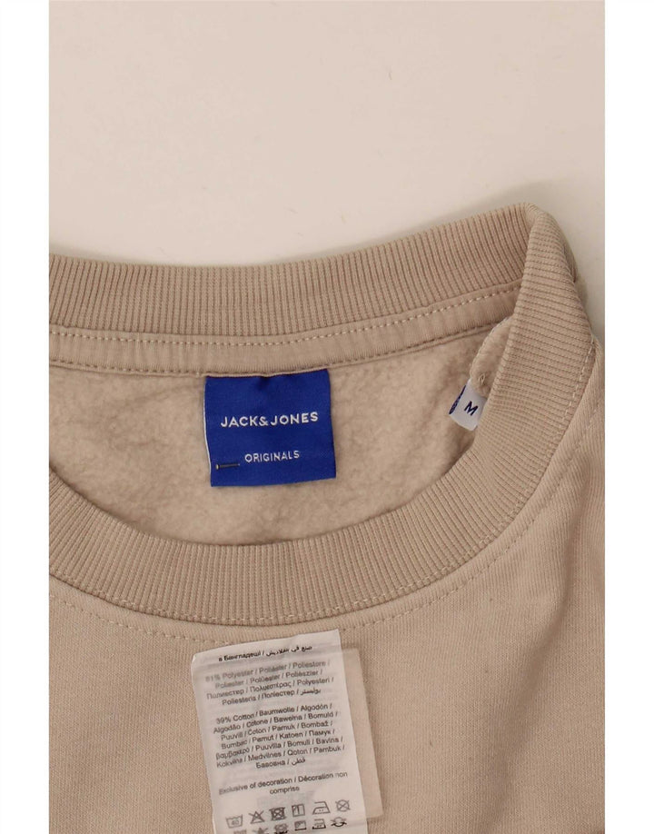 Męski sweter z grafiką Jack & Jones w kolorze średniego beżu, poliester