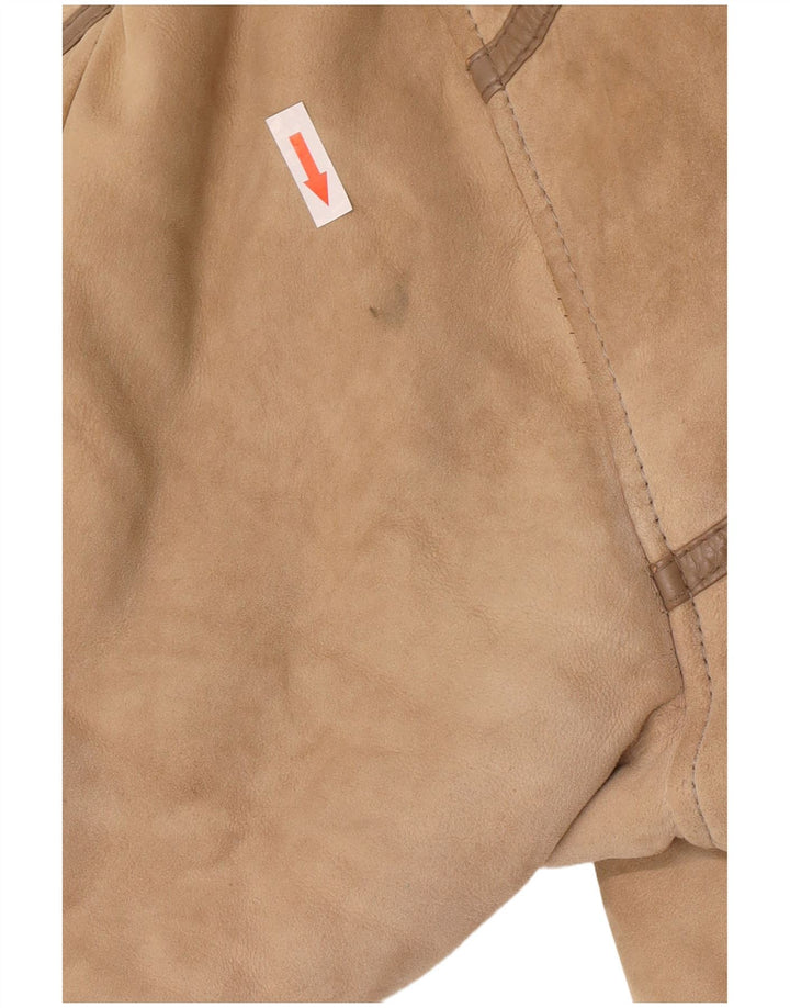Vintage damski płaszcz Shearling UK 14 Średni brązowy Shearling