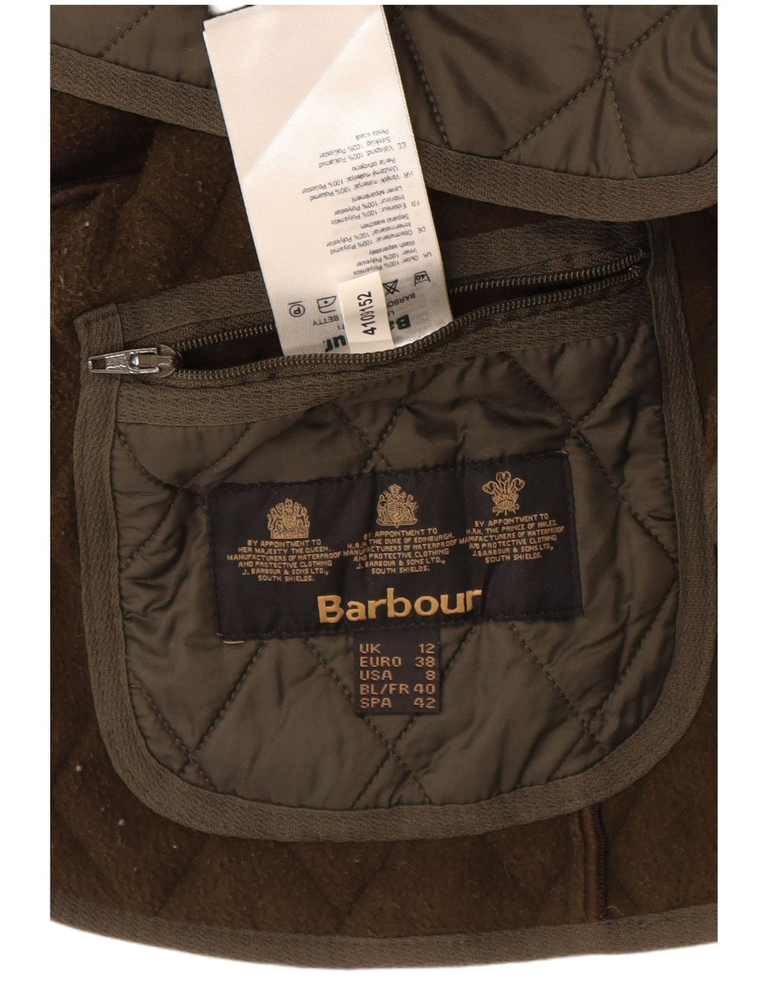 Damska pikowana kamizelka BARBOUR UK 12 Medium Khaki, poliamid