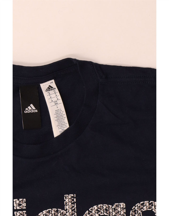 Męska koszulka z grafiką Adidas, średnia, granatowa, bawełniana