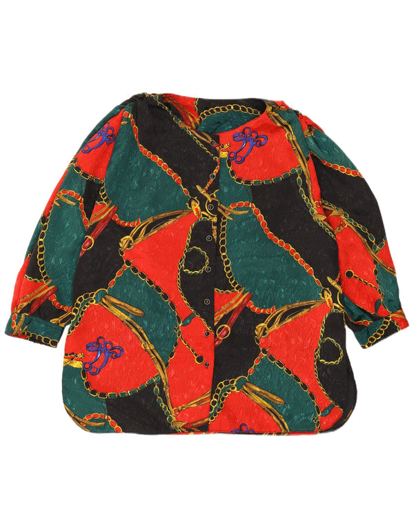 Damska bluzka koszulowa VINTAGE w abstrakcyjny wzór UK 18 XL, wielokolorowa