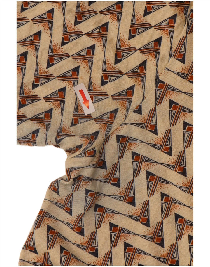 Męska koszulka polo w stylu vintage, średnia beżowa, geometryczna bawełna