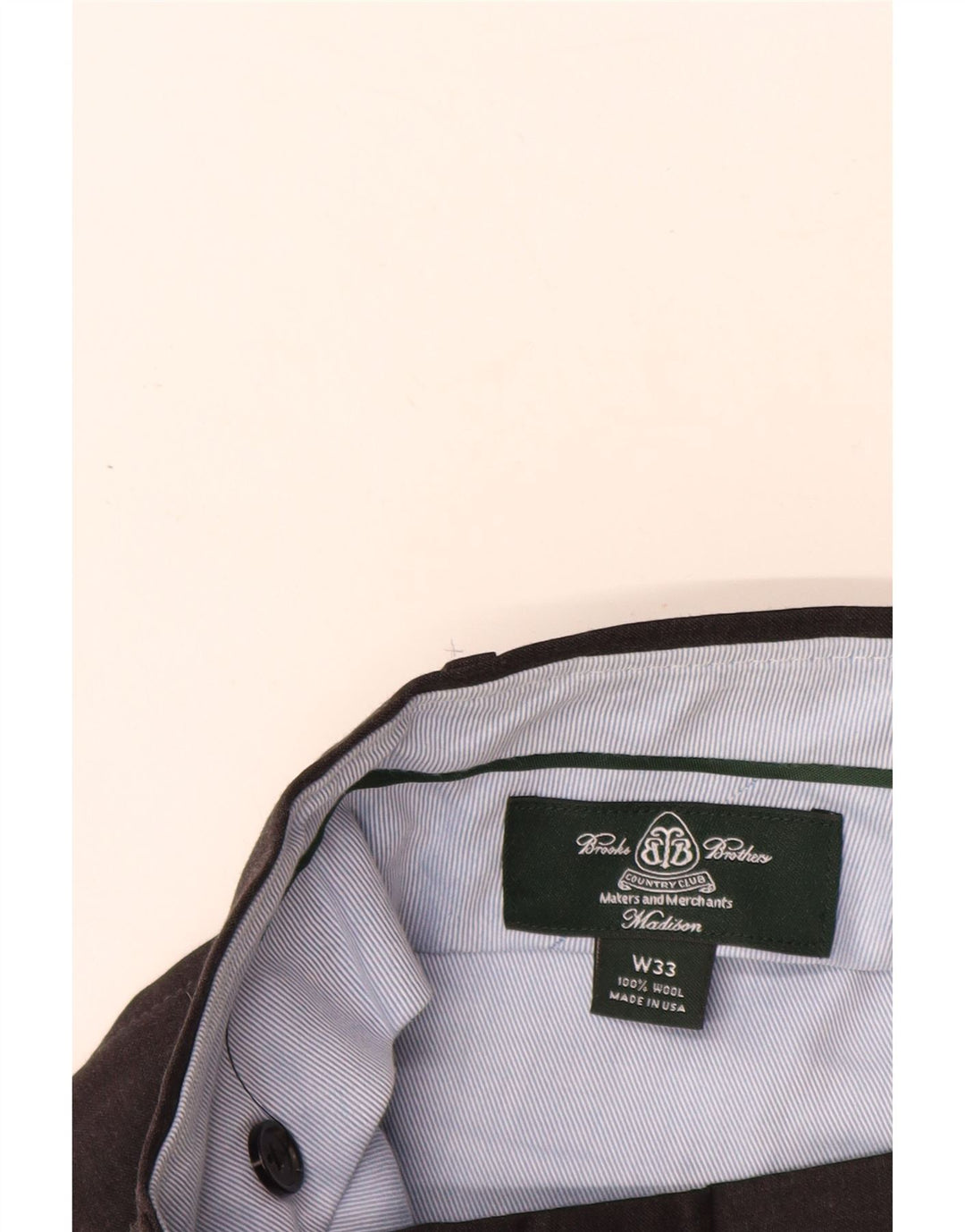 BROOKS BROTHERS Męskie spodnie garniturowe Madison W33 L30 Szara wełna