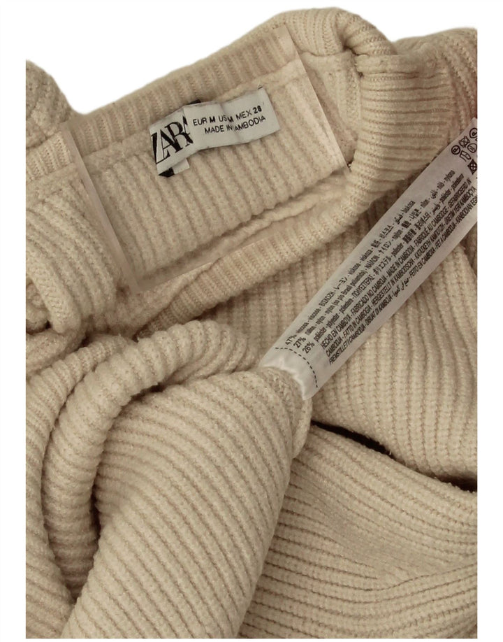Damski sweter Zara z golfem UK 14, średni, złamanej bieli, wiskoza