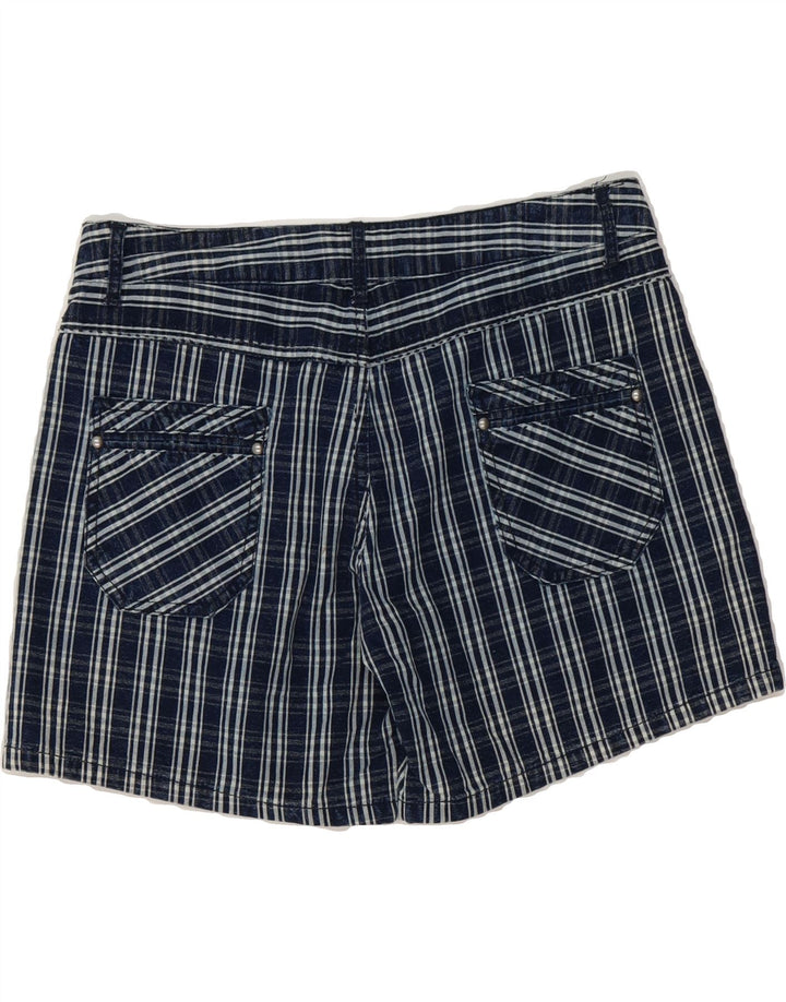 BCBGMAXAZRIA Womens Casual Shorts US 4 Small W30 Navy Blue Check Cotton Vintage BCBGMAXAZRIA and Second-Hand BCBGMAXAZRIA from Messina Hembry 