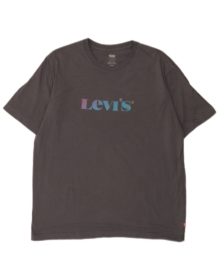 Męski T-shirt z grafiką Levi's o swobodnym kroju, średni szary