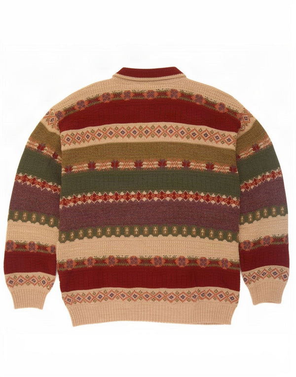 Sweter męski z okrągłym dekoltem w stylu vintage IT 50 Średni wielobarwny Fair Isle
