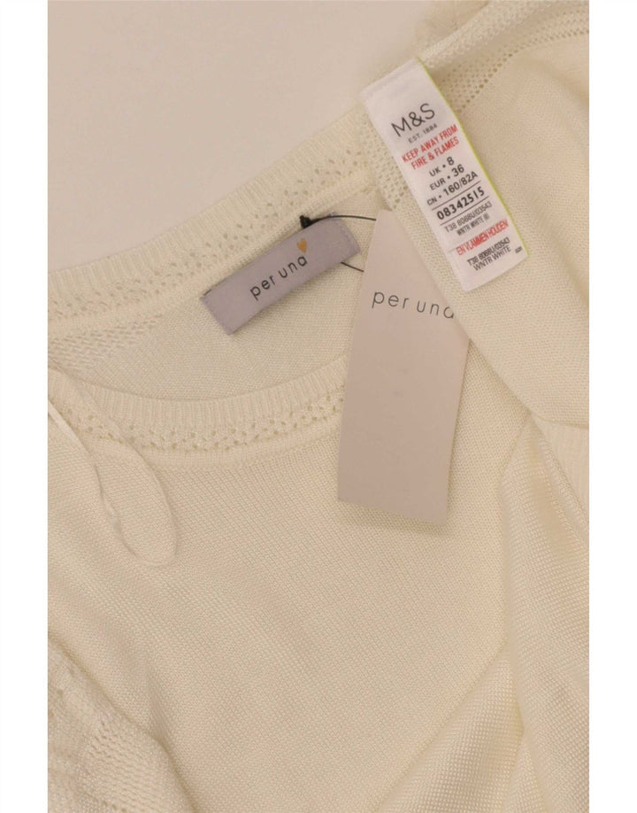 Marks & Spencer Damski sweter z dekoltem w łódkę, UK 8, mały, w kolorze złamanej bieli