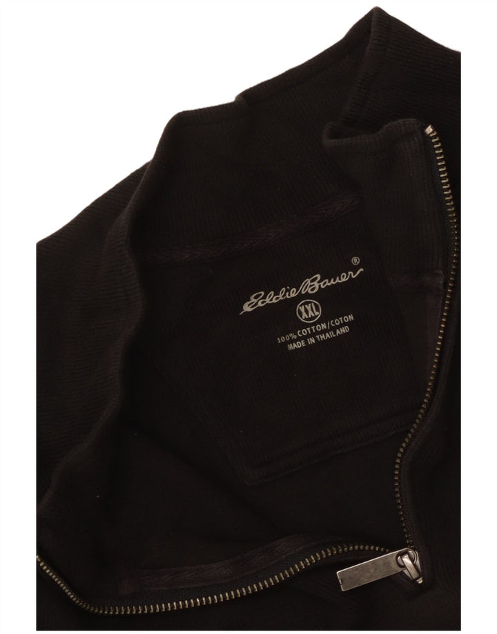 EDDIE BAUER Męski sweter z zamkiem błyskawicznym XL, czarny, bawełniany