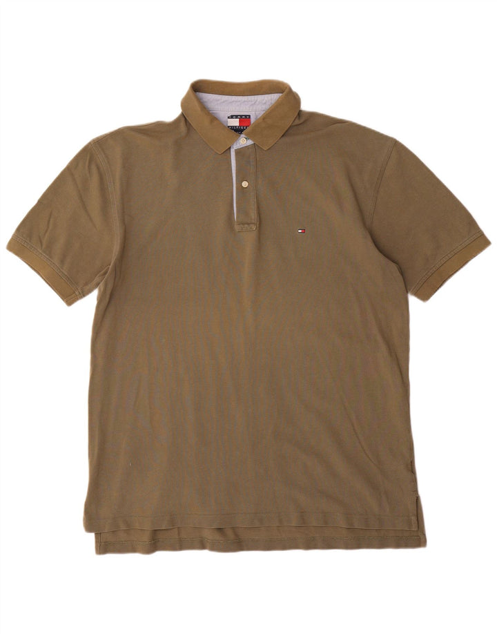 Męska koszulka polo TOMMY HILFIGER, duża, bawełniana w kolorze khaki