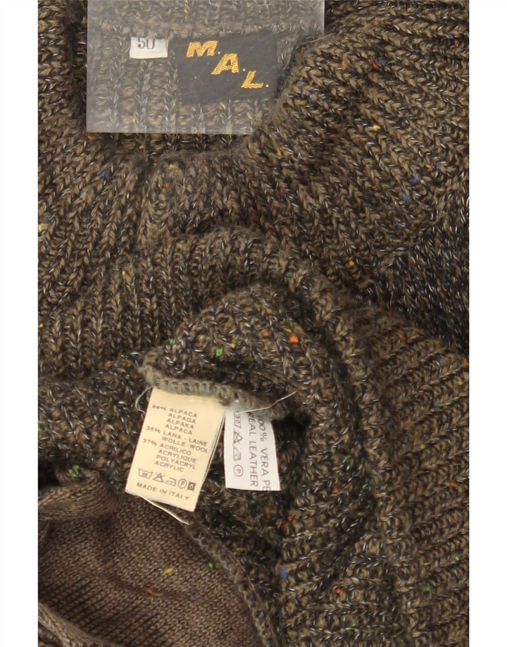 Męski sweter rozpinany o luźnym kroju VINTAGE IT 50, średni khaki, nakrapiany