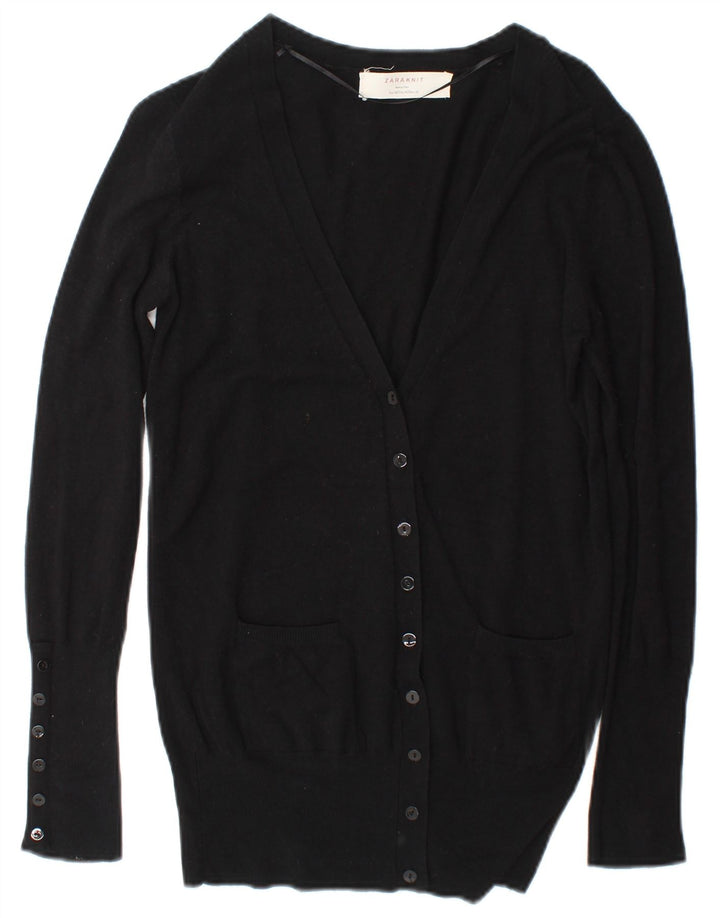 Sweter damski Zara Cardigan UK 14 Średni czarny sztuczny jedwab