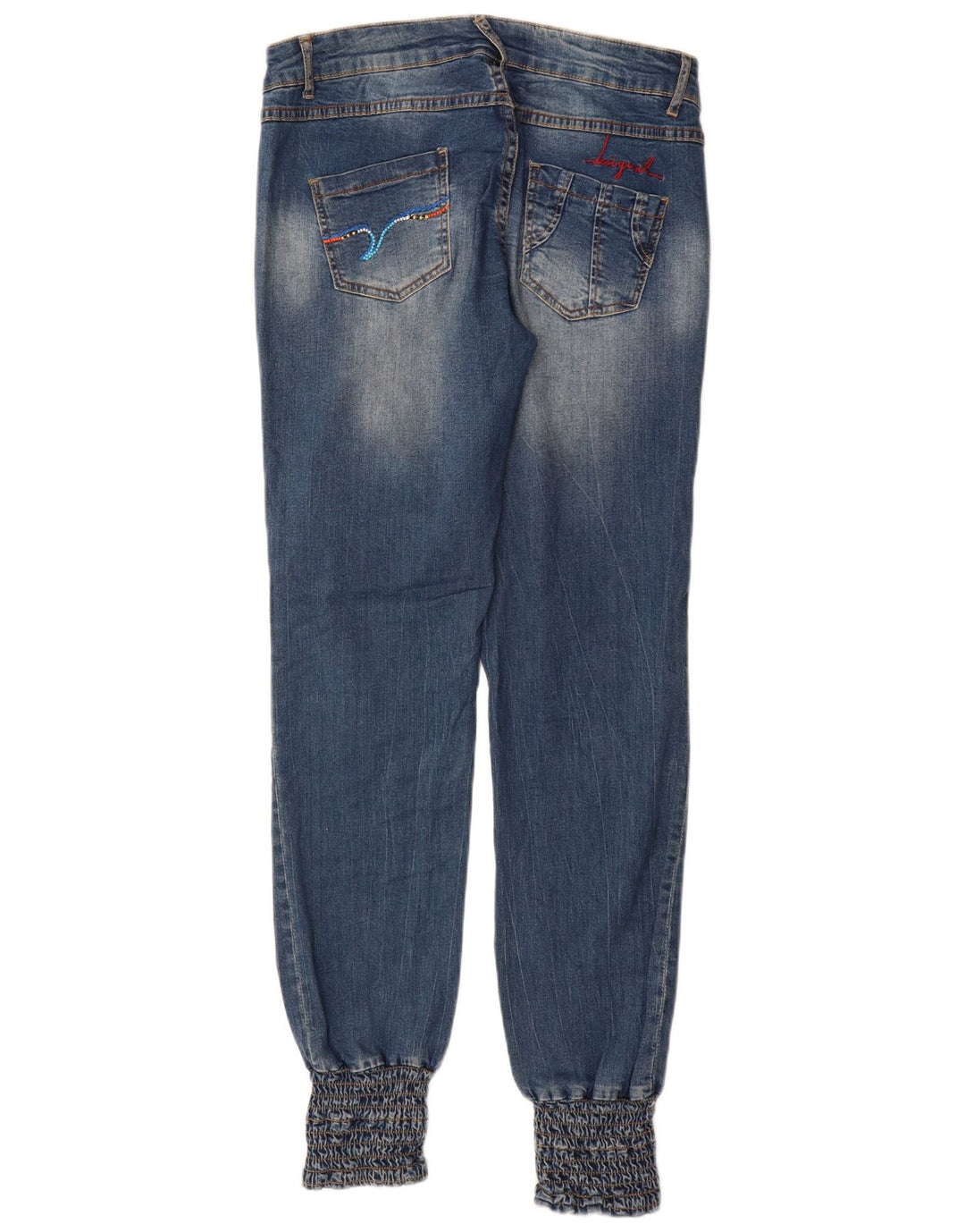Damskie spodnie joggery z niskim stanem Desigual Slim Jeans W34 L32 Niebieski patchwork