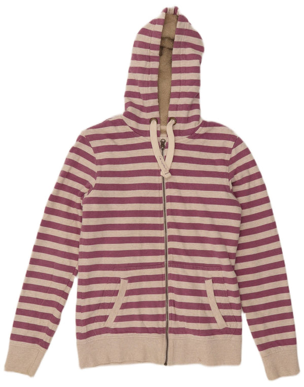 Fat Face Womens Sherpa Zip Hoodie Sweater UK 10 Small Off White Striped