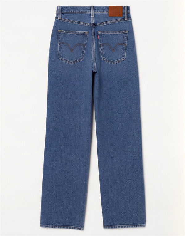 Damskie proste dżinsy Levi's z wysokim stanem W27 L29, niebieska bawełna