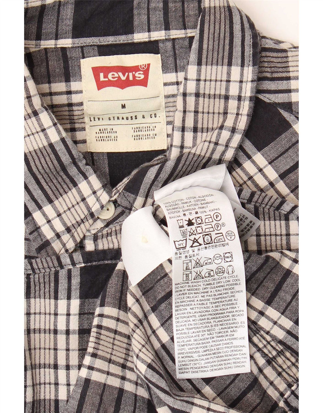 Koszula męska Levi's, bawełniana, w średnią czarną kratkę
