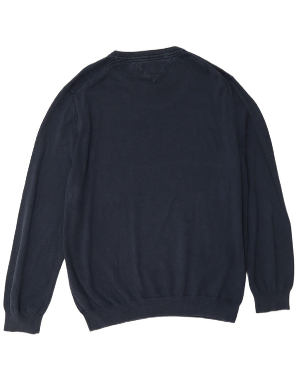 Męski sweter z okrągłym dekoltem Tommy Hilfiger 2XL, granatowy, z blokami kolorów