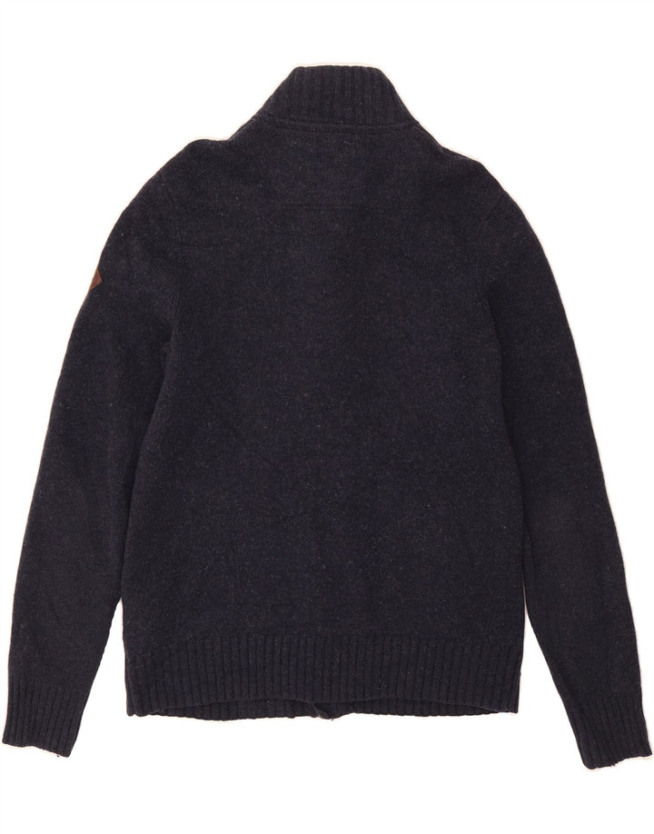 TIMBERLAND Womens Cardigan Sweater UK 14 Large Navy Blue Wool Vintage Timberland and Second-Hand Timberland from Messina Hembry 