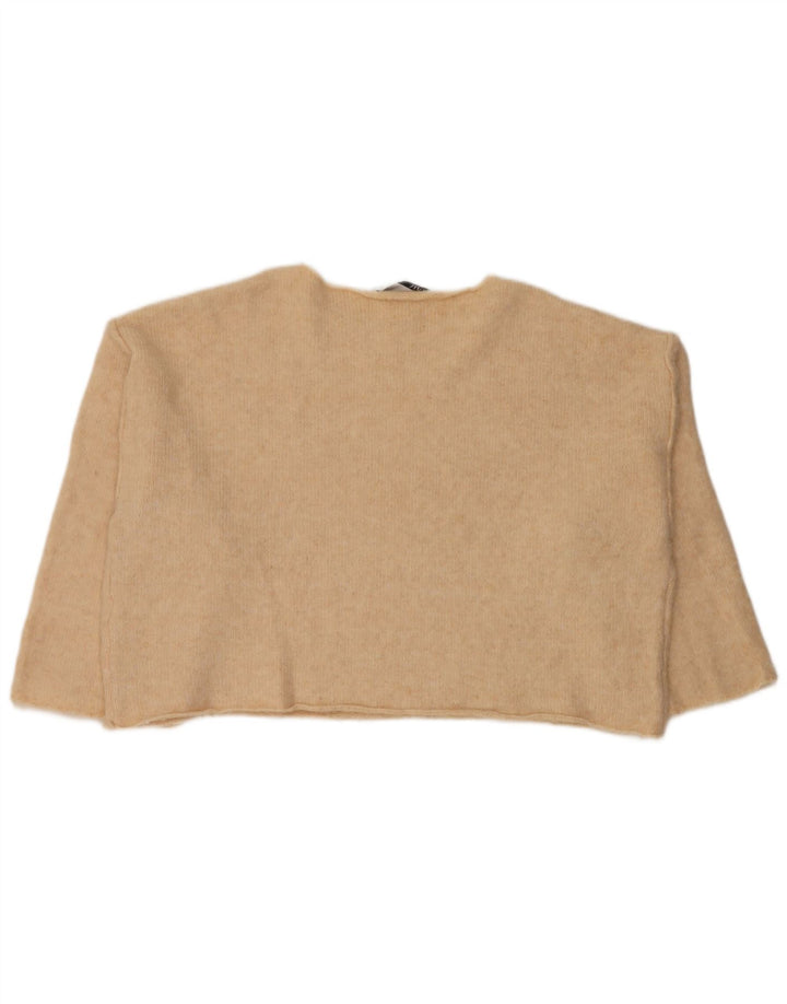 Damski sweter Zara Crop Oversize z dekoltem w łódkę UK 14 Średni Beż