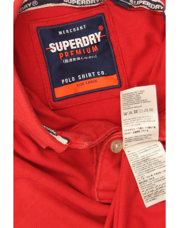 Męska koszulka polo Superdry, duża, czerwona, bawełniana
