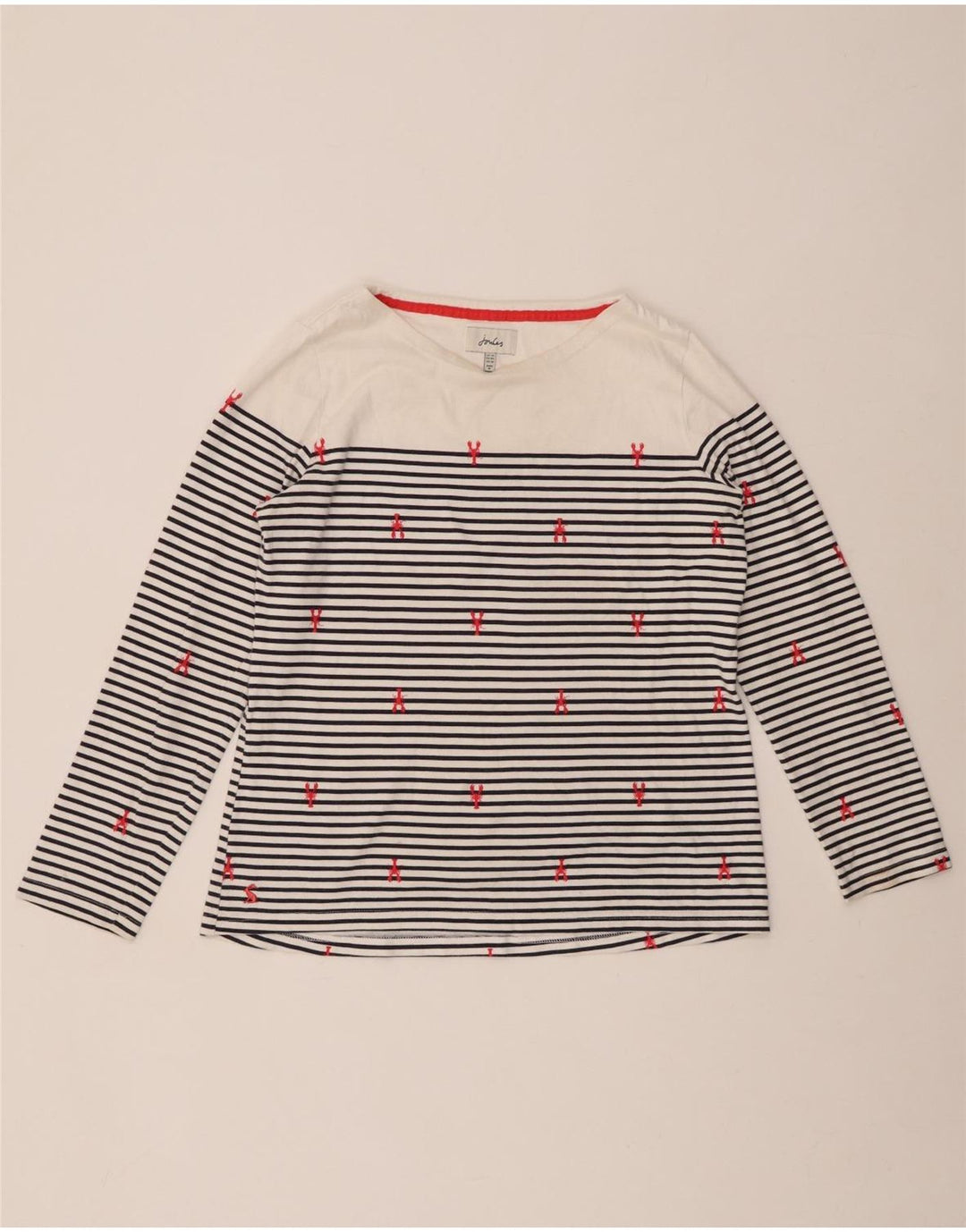 Damski top JOULES z długim rękawem UK 14 w duże białe paski