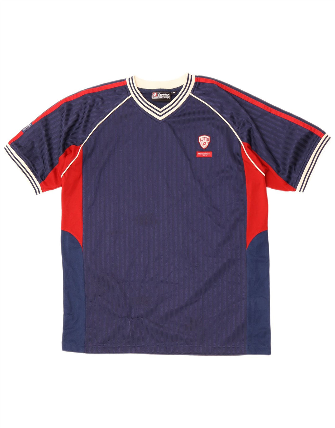 T-shirt męski Lotto Top, średni, granatowy, poliester z blokami kolorów