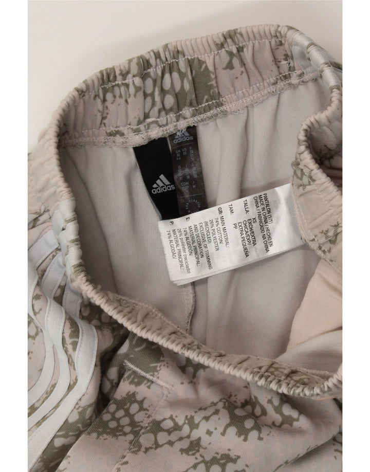 Damskie spodnie dresowe ADIDAS UK 4/6 XS Beżowa bawełna w kamuflażu