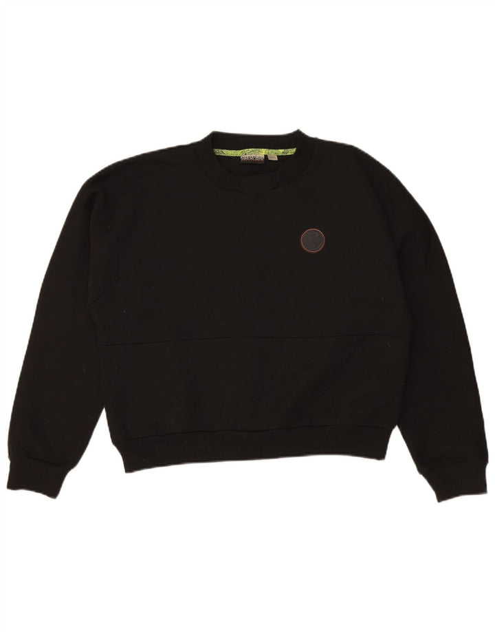 NAPAPIJRI Womens Oversized Crop Sweatshirt Jumper UK 10 Small Black
