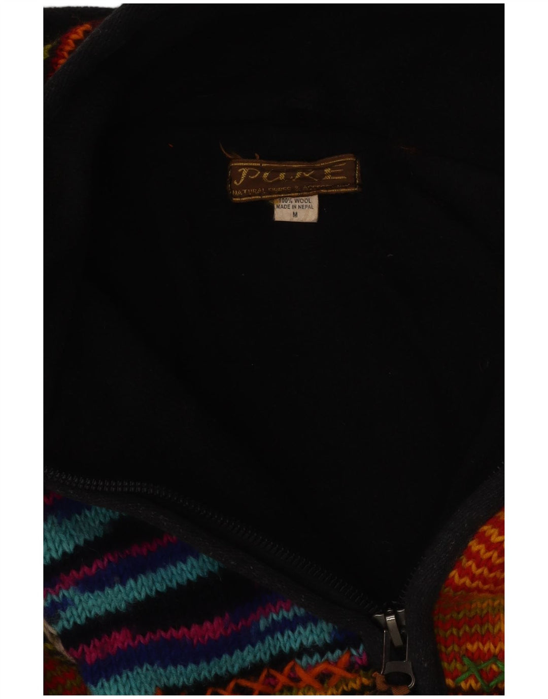 Damski sweter rozpinany z kapturem VINTAGE UK 12 w średnie, wielokolorowe paski