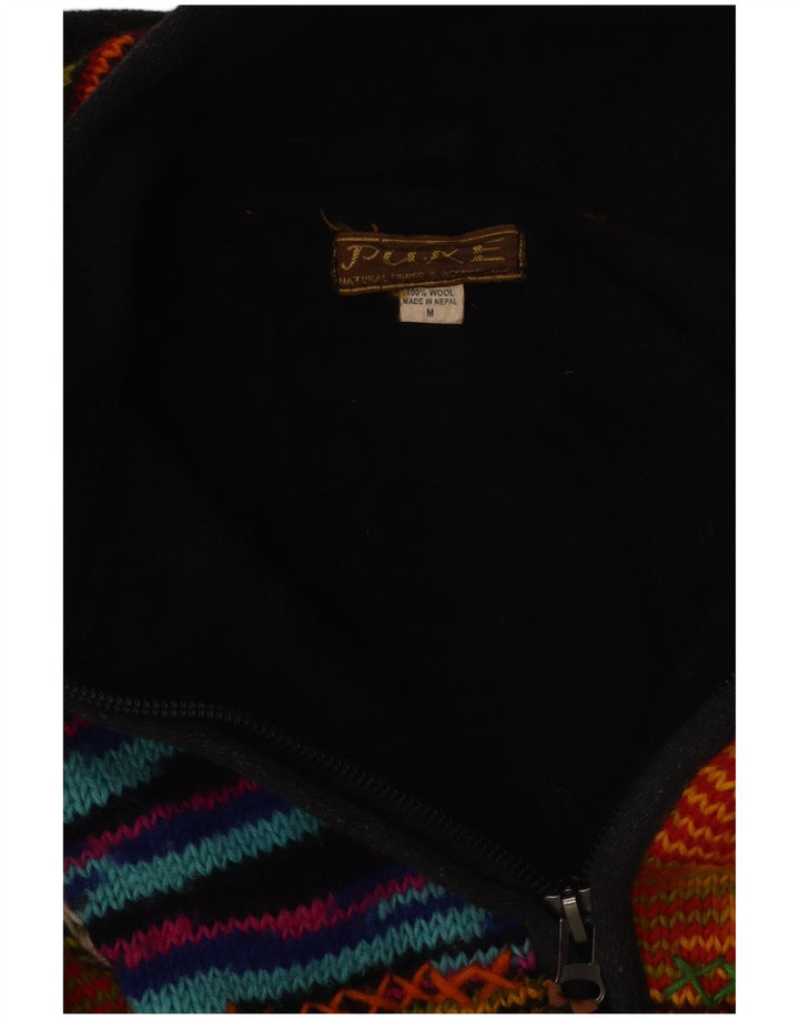 Damski sweter rozpinany z kapturem VINTAGE UK 12 w średnie, wielokolorowe paski