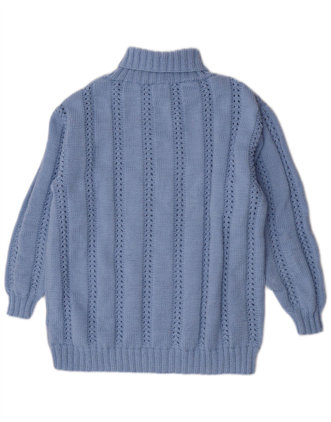 Sweter damski w stylu vintage z wywijanym dekoltem UK 14, duży niebieski