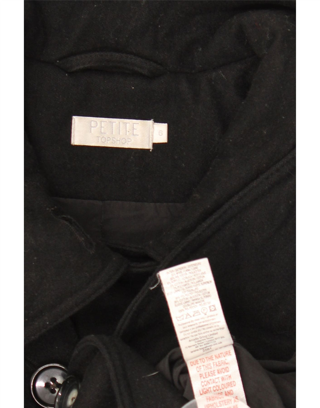Topshop damski trencz UK 6 XS czarna wełna