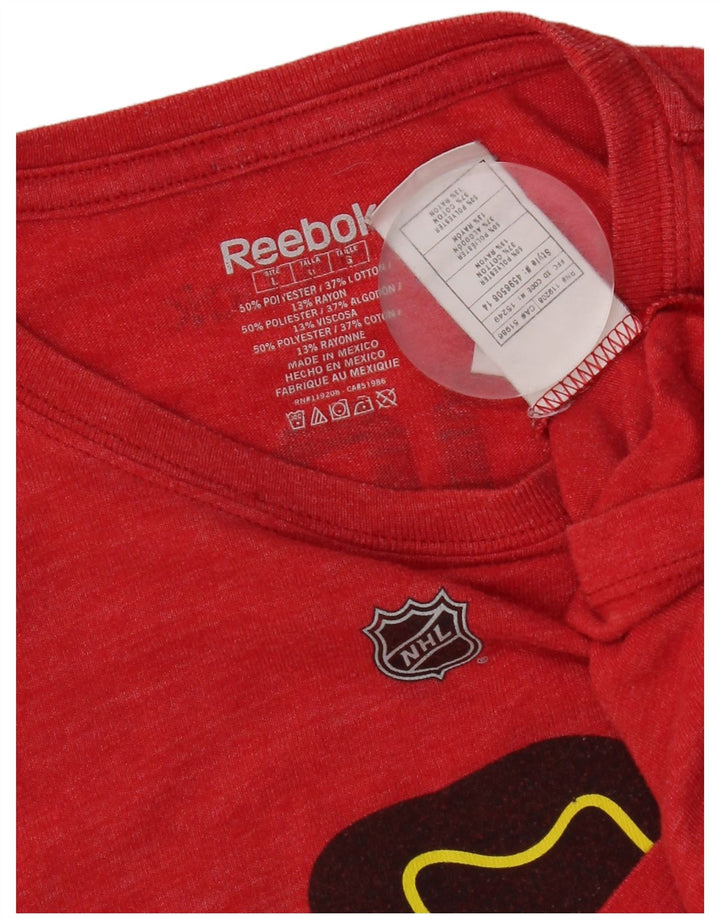 Męski T-shirt Reebok Chicago Blackhawks z grafiką, duży, czerwony, poliester