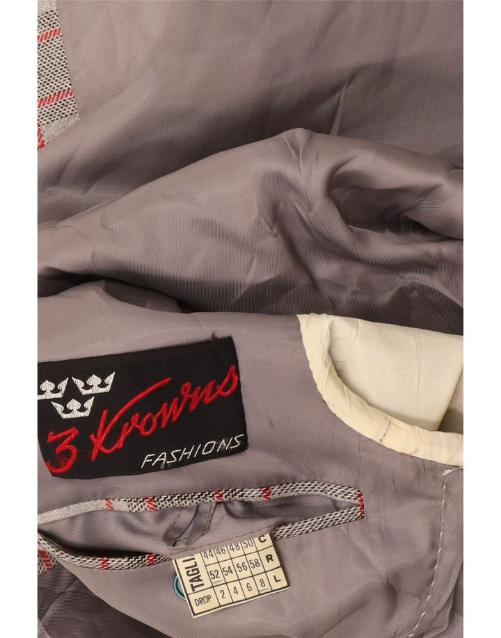 Vintage męska marynarka zapinana na 2 guziki IT 52 XL w szarą kratkę