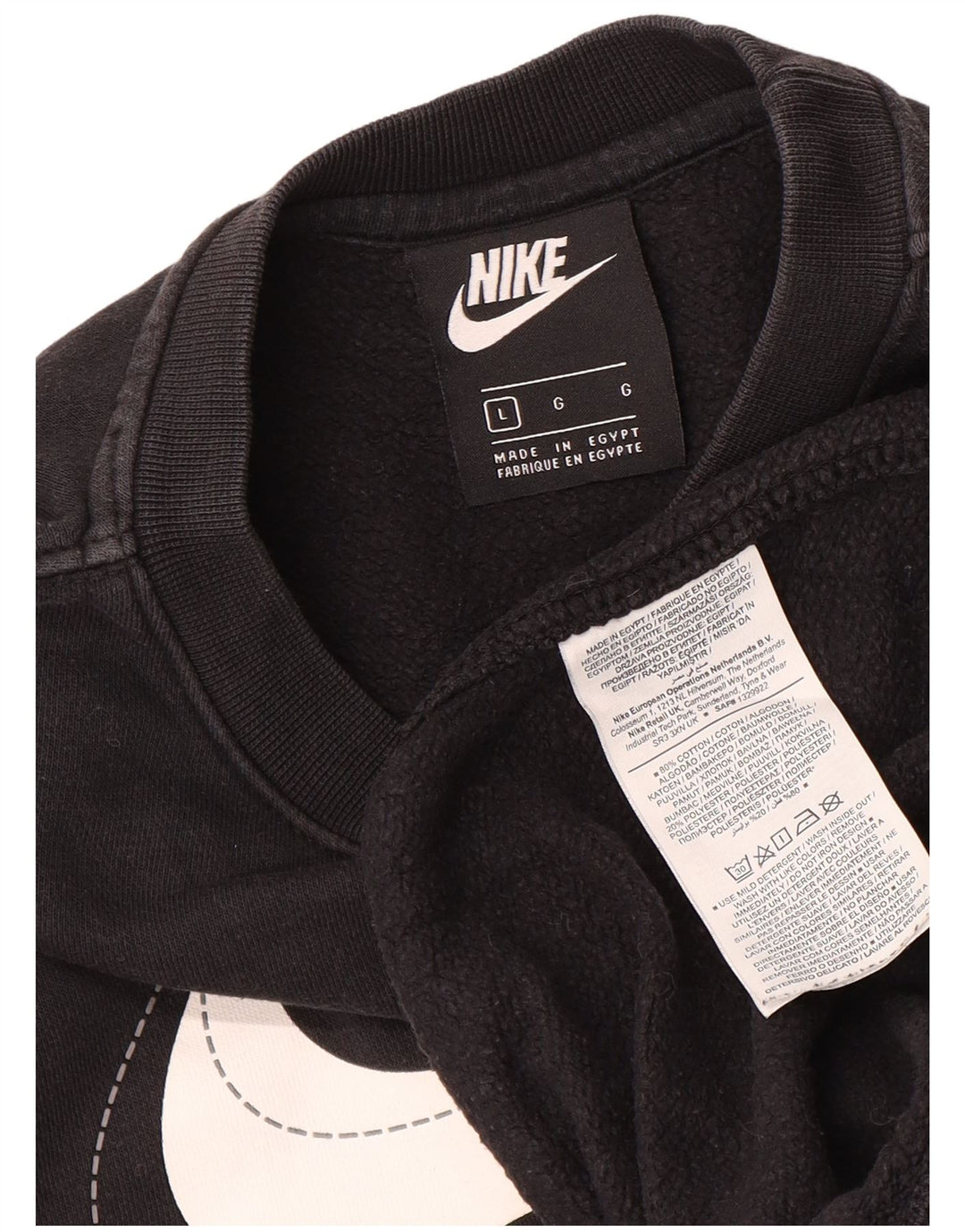 Męski sweter z grafiką Nike, duży, czarny, bawełniany