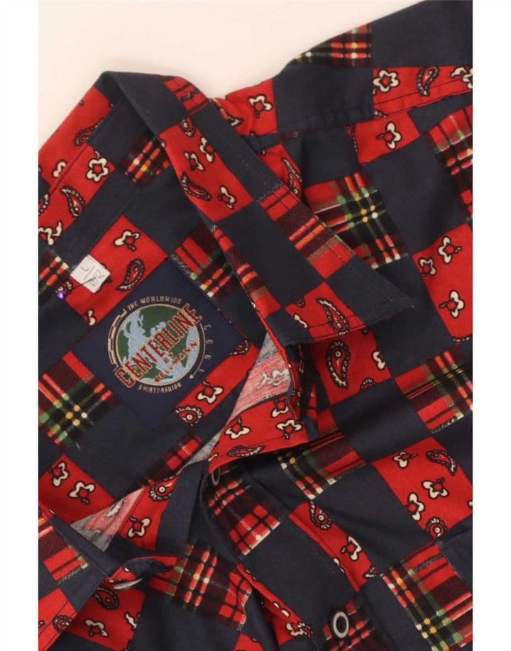 Koszula męska w stylu vintage, rozmiar 41/42, duża, bawełniana, granatowa krata