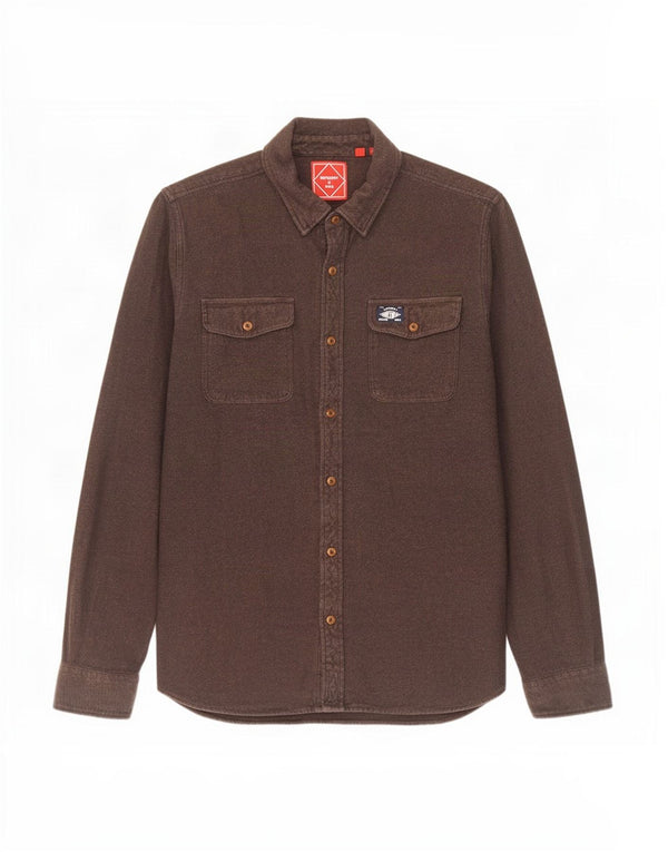 Męska koszula flanelowa Superdry, duża, brązowa, bawełniana