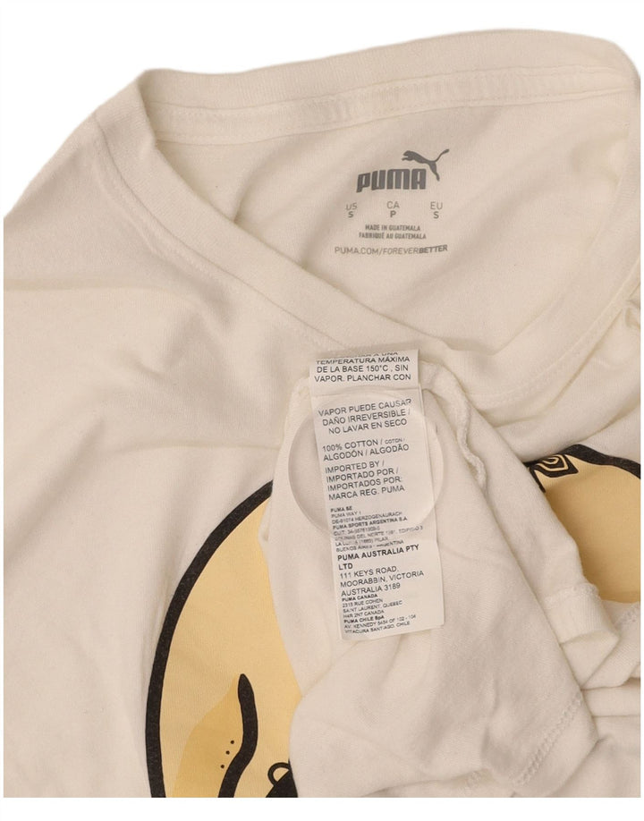Męski T-shirt z grafiką PUMA, mały, złamanej bieli, bawełniany