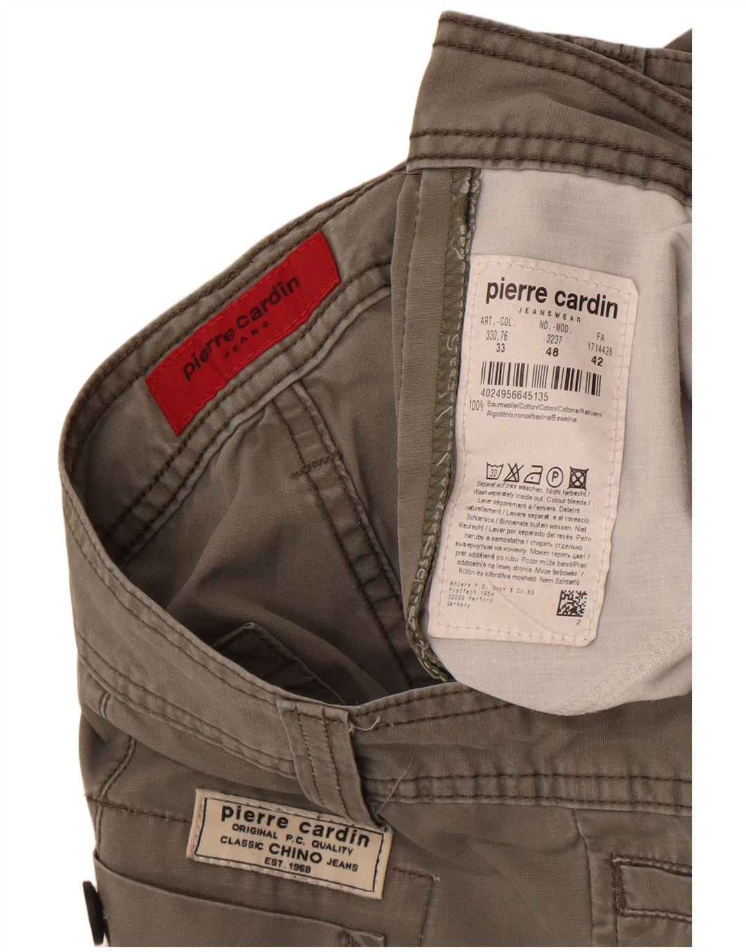 Męskie bermudy Cargo Pierre Cardin W33 Średnioszare, bawełniane