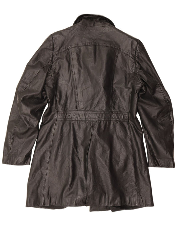 Vintage męski płaszcz skórzany UK 38 średni czarny