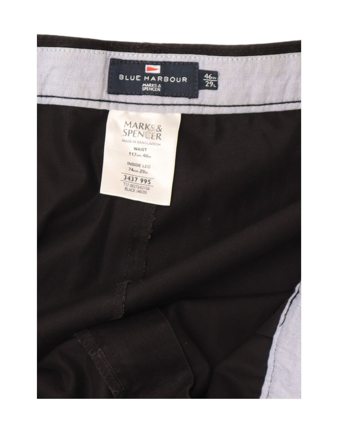 Męskie spodnie Chino Marks & Spencer W46 L29, czarne, bawełniane