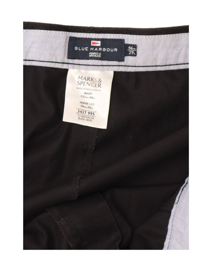 Męskie spodnie Chino Marks & Spencer W46 L29, czarne, bawełniane