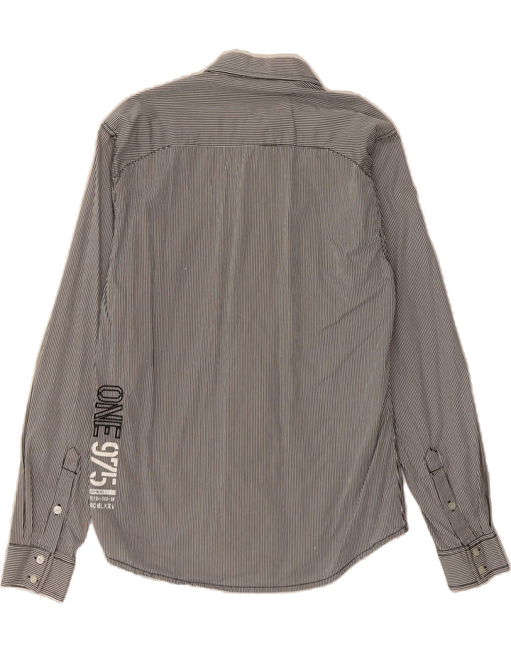 JACK & JONES Mens Shirt Large Grey Striped Cotton Vintage Jack & Jones and Second-Hand Jack & Jones from Messina Hembry 
