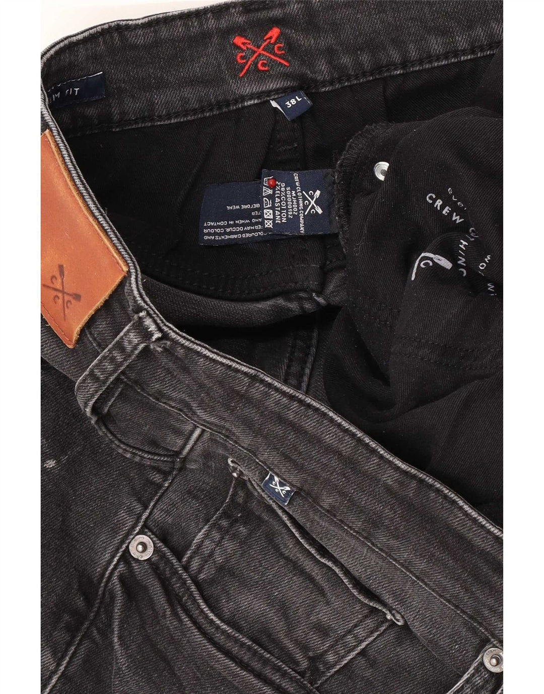 Crew Clothing Męskie jeansy slim W38 L33 Szara bawełna