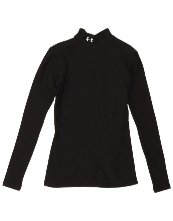 Under Armour Womens Top Long Sleeve UK 10 Small Black Nylon