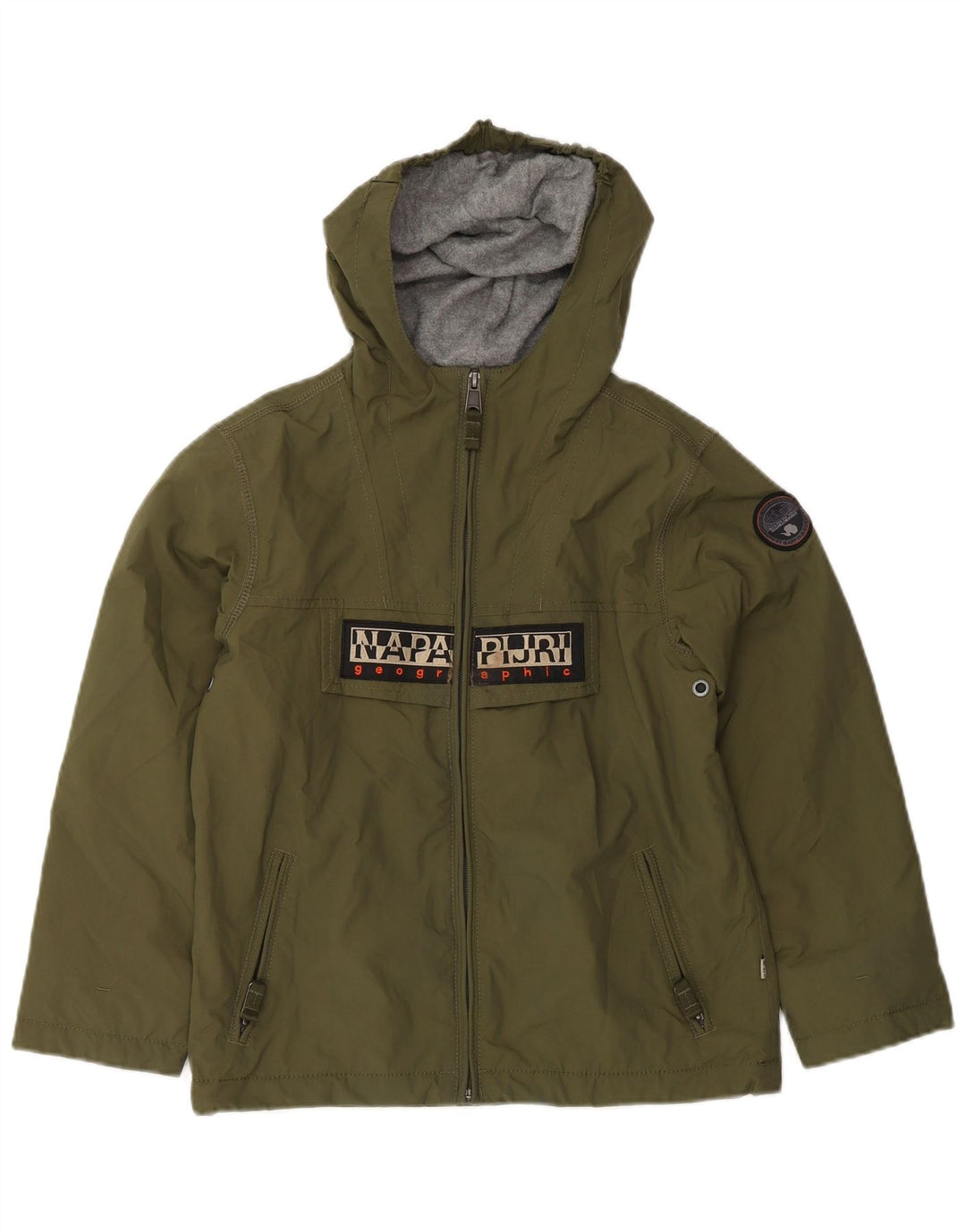 NAPAPIJRI Boys Geographic Graphic Windbreaker Jacket 7-8 Years Green